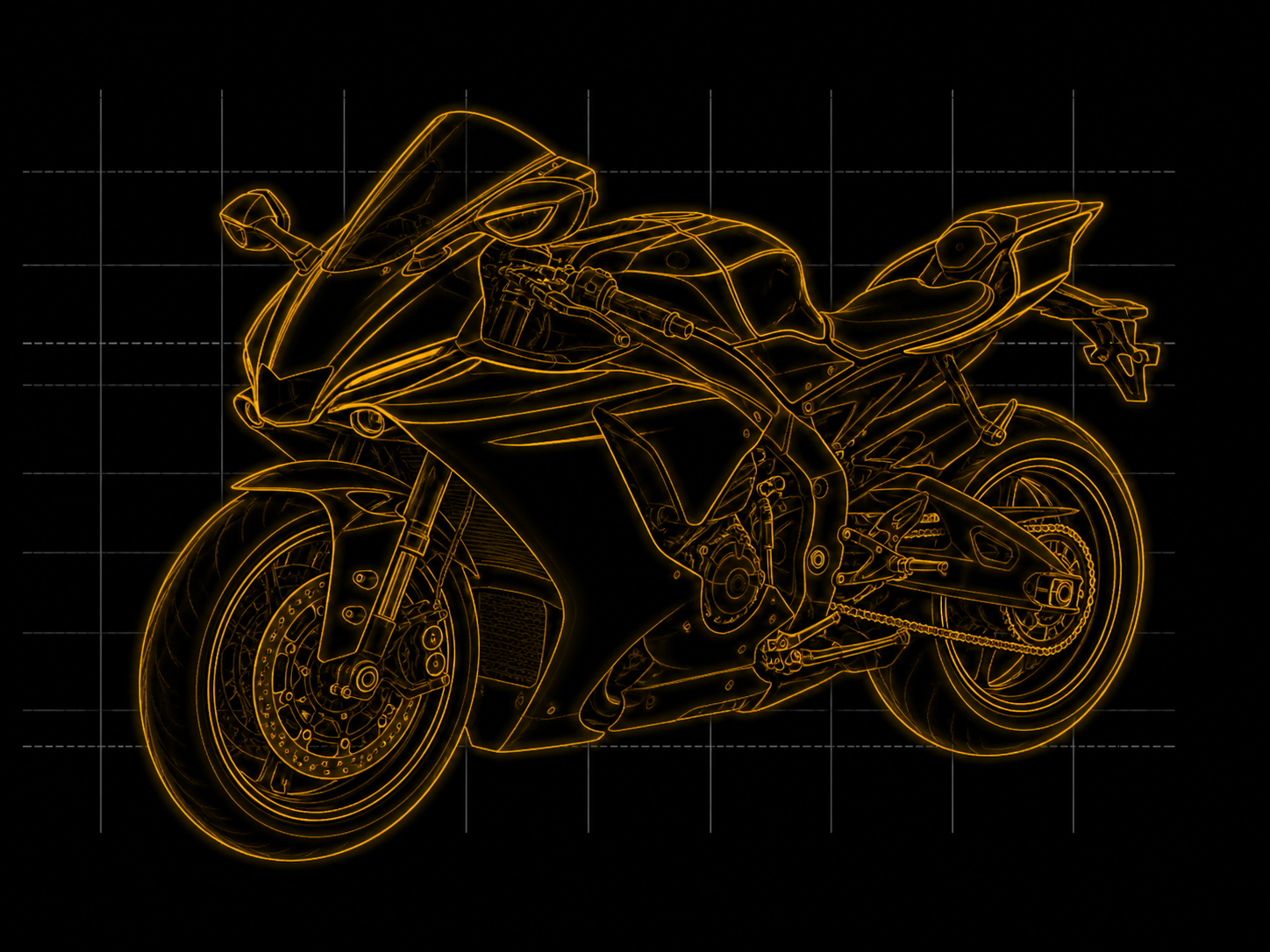 Yamaha YZF-R1M 2024 technical silhouette